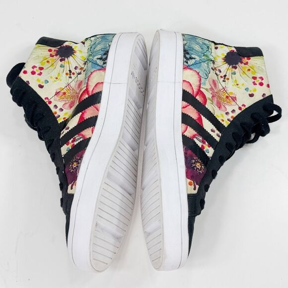 Adidas Court Vantage Floral Mid Top Lace Up Sneakers Cream Black Men 10.5 S78854 main image 10